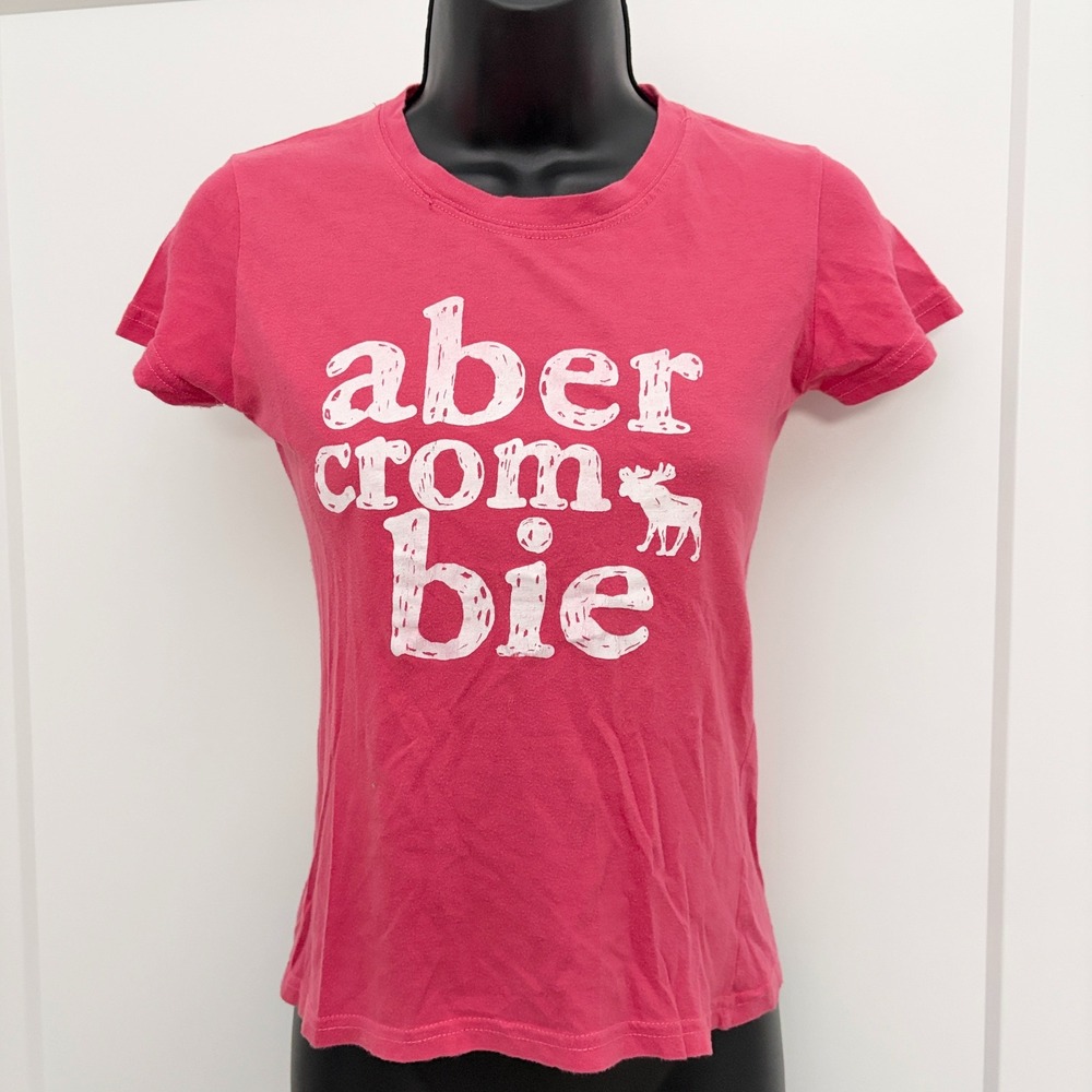 y2k abercrombie kids Graphic T-Shirt Logo Print Pink Size L Kids